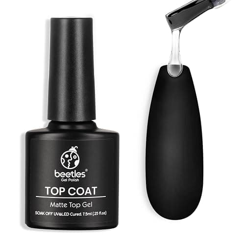 Beetles Matte Gel Top Coat for Gel Nail Polish, 7.5ML Chrome Proof Matte Top Coat No Wipe Powder-Resist Matte Finish for Detail Chrome Nail Powder Painting Long Lasting UV Nail Art - Image 1