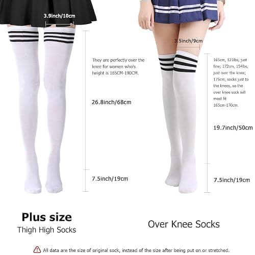 AQOKKA Extra Long Thigh High Socks for Women Striped Over Knee Thigh Socks Long Boot Thigh High Stockings Leg Warmers thumbnail 3
