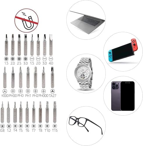 Amazon Basics Magnetic Ratcheting Wrench and Electronics Precision Screwdriver Tool Set, 73-Piece, with Carry Case for Household Repair, Small Jobs, Eyeglasses, Black/Red/Silver thumbnail 6