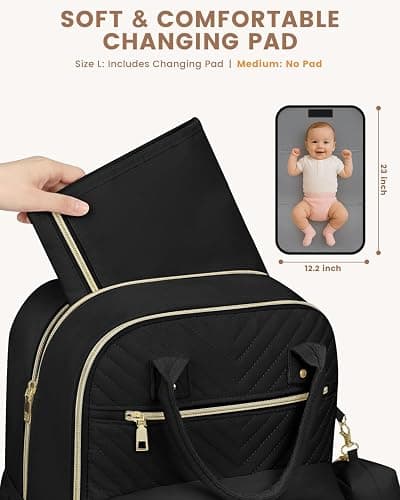 Pritent Diaper Bag Backpack, Baby Bag Backpack Baby Essentials for Mom Dad | With Changing Pad, Pacifier Case, Double Decker, Baby Diaper Bag, Insulated Pocket, Diaper Backpack for Baby(Black,L) thumbnail 8