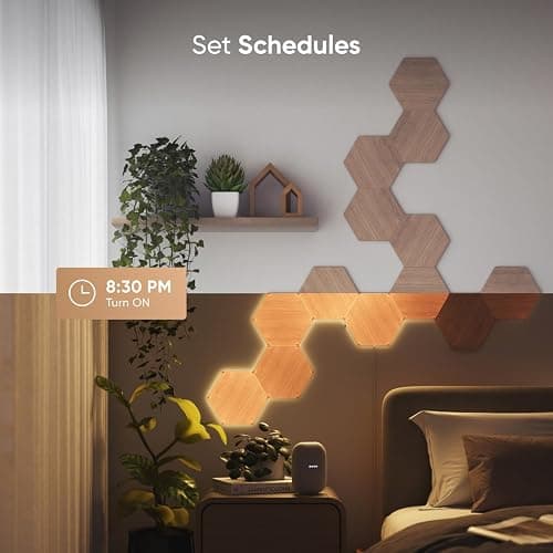 Nanoleaf Elements Wood Look Smart Wall Lights, Hexagon LED Wall Lights Compatible with Alexa Google Assistant, Home Wall Decor for Living Room with Music Sync, Touch Control, Ambient Lighting, 7 PK thumbnail 9