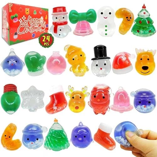 24 Pcs Squeeze Shapes Stress Squishy for Christmas Christmas Fidget Christmas Party Favors for Stocking Stuffers Prizes & Gift Box - Image 1