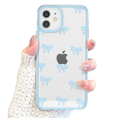EYZUTAK Case for iPhone 11, Clear Cute Ribbon Bowknot Pattern Aesthetic Transparent Phone Case Raised Camera Protection Stylish Slim Soft Durable TPU Protective Cover for Women Girls - Blue thumbnail 8