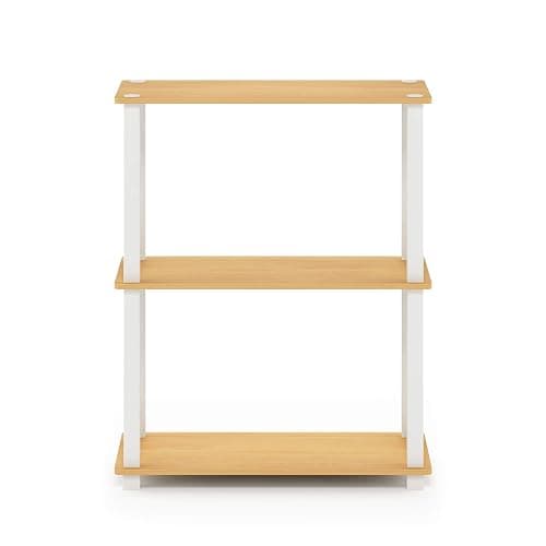 Furinno TURN-S-TUBE Storage Shelves, 3-Tier Book Shelf, Corner Shelf, Toolless Open Shelves, for Organization and Storage, Living Room, Garage, Home Office, Beech thumbnail 4