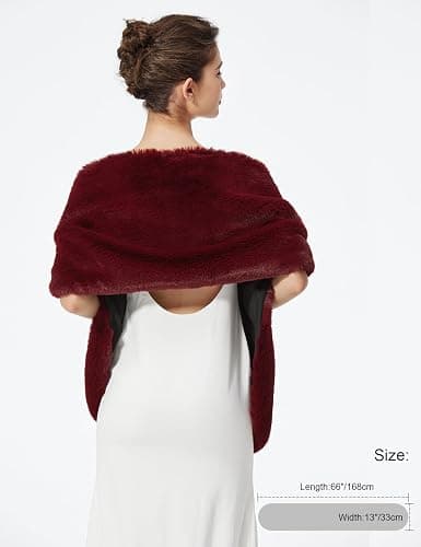 BEAUTELICATE Châle Étole En Fausse Fourrure Cape Boléro De Femme Mariage Hiver Sur Robe de Soirée Mariée Cérémonie Fête Demoiselle d'honneur Grande Taille thumbnail 7