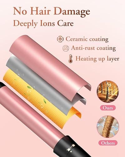 5 in 1 Wand Curling Iron-Kinked Curling Wand Set with Flat Iron Hair Straightener, 3 Barrels Hair Crimper, 3 Ceramic Curling Irons (0.35"-1.25"), 2 Temps Fast Heat Hair Waver Curler with Glove & Clip thumbnail 4