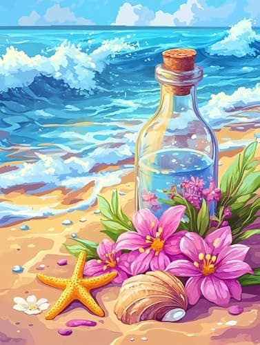 Bimkole 5D Diamond Art Kits for Adults Drift Bottle, Full Drill DIY Rhinestone Embroidery Set Paint with Diamonds Art Beach by Number Kits Cross Stitch Home Wall Craft Decoration 12x16 Inch - Image 1