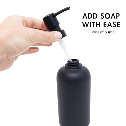 Yew Design Matte Black Soap Dispenser for Bathroom, 15oz Round Rustproof Liquid Hand Dish Soap Dispenser Pump for Kitchen Sink, Countertop, and Bathroom thumbnail 4