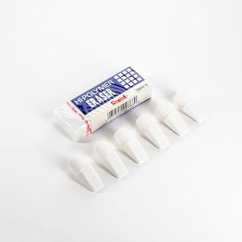 Pentel HI-Polymer Eraser Combo Pack, 6 Caps, 1 Large (ZEH0210BP7) thumbnail 2