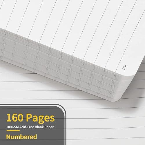 Annecy Lined Journal Notebook, Hardcover Leather Journal for Women & Men, 160 Numbered Pages, Medium 5.5" x 8.25", 100 GSM Thick Paper, Grey Green thumbnail 6