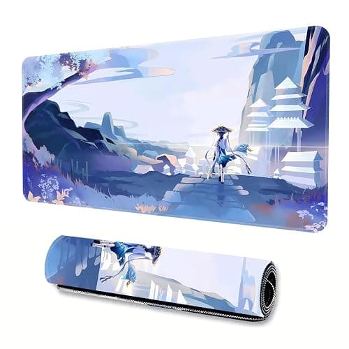Genshin Impact Mouse Pad Large Gaming Mouse Pad Durable Non-Slip Natural Rubber Base Anime Mouse Pad for Office and Home Wanderer 2,23.6 * 11.8 inch - Image 1