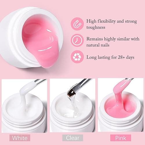Builder Gel für Nägel 12 Farben, Aufbaugel für Gelnägel Rosa, UV Nagelgel Set zur Nagelverlängerung Modellage Nail Art Base Verstärkung, Nagellack für Nägel Selber Machen thumbnail 4