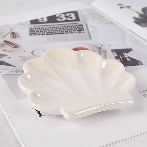 TIGERMILLION Shell Trinket Dish, Ceramic Ring Holder/Jewelry Tray, Cute Organizer Plate Vanity Decorations Accessories for Home Décor Bathroom thumbnail 4