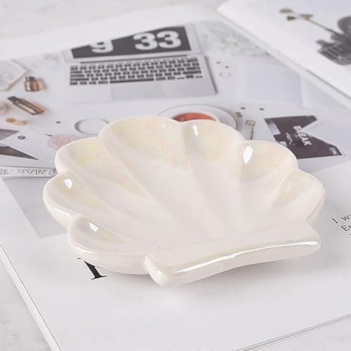 TIGERMILLION Shell Trinket Dish, Ceramic Ring Holder/Jewelry Tray, Cute Organizer Plate Vanity Decorations Accessories for Home Décor Bathroom thumbnail 4