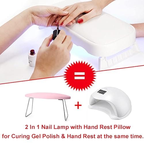 2 In 1 UV LED Nail Lamp with Arm Rest Pillow,48W Manicure Hand Rest Pillow Nail Dryer for Curing Gel Polish and Hand Rest thumbnail 3