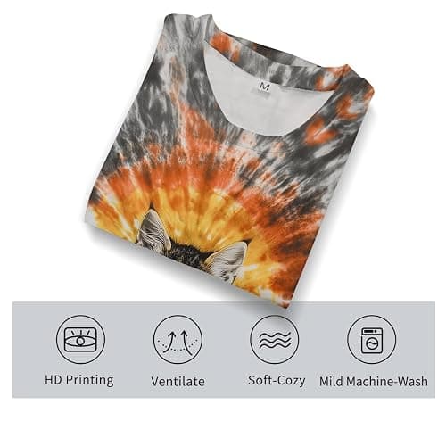 GHUALURU Men's Tie Dye Style T-Shirts Fun Animal Graphic Short Sleeves Shirt thumbnail 4