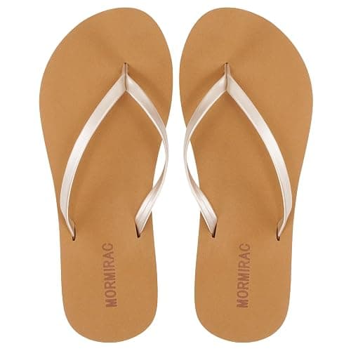 MORMIRAC Womens Slim Leather Comfortable Flip Flops Summer Beach Thong Sandals Arch Support Non Slip thumbnail 5