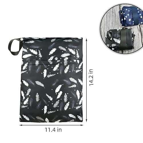 2 Pcs Waterproof Reusable Wet Dry Bag for Diaper Baby Cloth Gym Clothes Washable Travel Bags for Beach Pool Swimsuits Pockets with Two Zippered Dirty Diapers Stroller Yoga Toiletries Daycare Organizer thumbnail 3