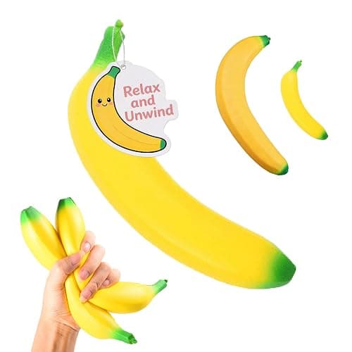 Giant Banana Squishy, Jumbo Banana Squishy Fidget Toys, Soft Banana Stress Toy for Stress Relief and Enhancement for Work School (Small-7in) - Image 1