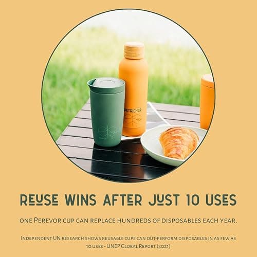 Perevor 360ml Coffee Flask, Reusable Tumbler for Travel | Thermal Cup for Camping, Office Mug or Commute | Perfect Small Cold Water Bottle | Preppy Cute Smoothie Cup | Forest Green thumbnail 5