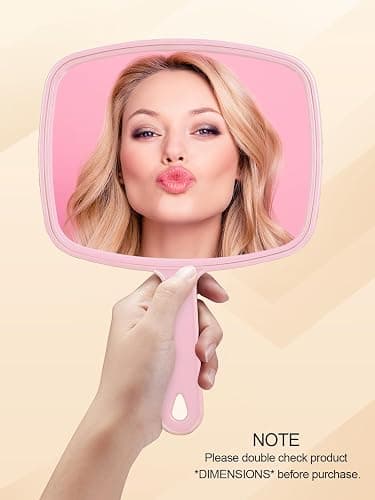 Gladmart Hand Mirror Salon Barber Hairdressing Handheld Mirror with Handle (Square Pink 7.4 x 10.3 inches) thumbnail 3