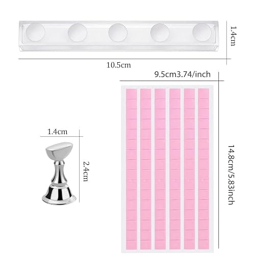 Etercycle Nail Stand Press On Nail Stand Nail Holder for Painting Nails Magnetic Nail Tips Practice Stands with 80Pcs Reusable Putty (Silver) thumbnail 4