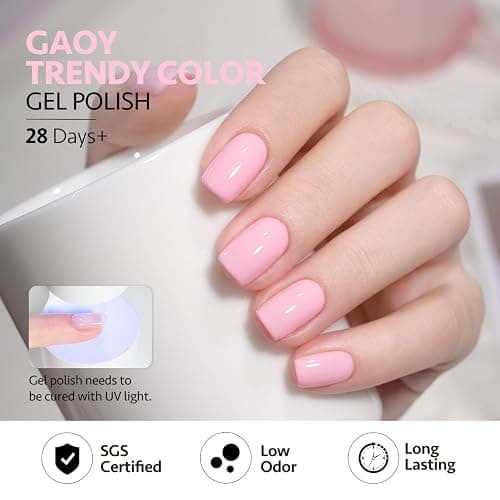 GAOY 42 Pcs Gel Nail Polish Kit, Nude Green Red Glitter Colors All Seasons Gel Nail Polish Set with Glossy & Matte Top Coat and Base Coat for Salon and DIY Manicure at Home thumbnail 5