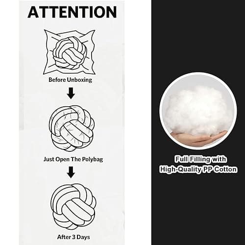 Petrella Knot Pillow Throw Pillows Ball Round Cute Throw Pillows Home Decor Cushion Decorative Aesthetic Spandex,Black 11inch thumbnail 6