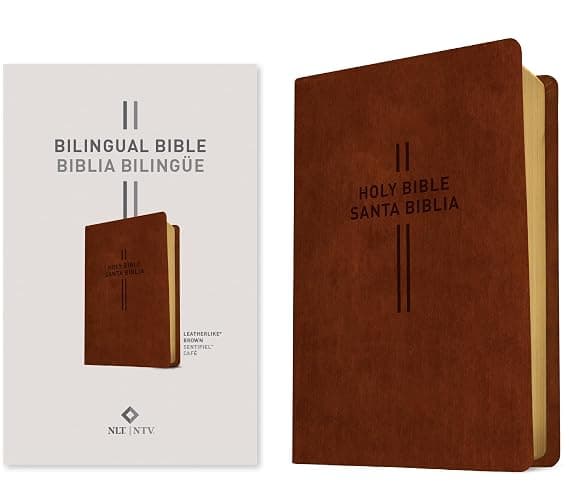 Bilingual Bible / Biblia bilingüe NLT/NTV (LeatherLike, Brown) - Image 1