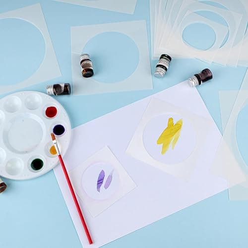 Teling 14 Pieces Large Stencil for Painting on Wood Plastic 5 Point Template Paint Stencils for Fabric Walls Arts Paper Home Decoration(Circle) thumbnail 2
