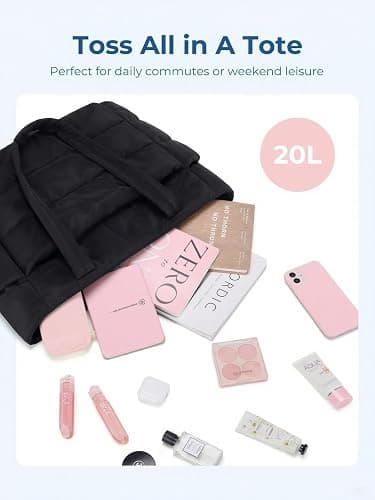 Tote Bag for Women with Cutie Flowers Inside Lightweight Puffy Tote Bag with Compartments thumbnail 8