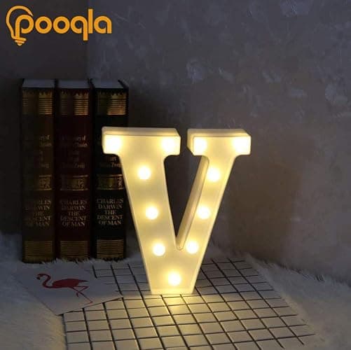 Pooqla LED Marquee Letter Lights Sign, Light Up Alphabet Letter for Home Party Wedding Decoration V thumbnail 4