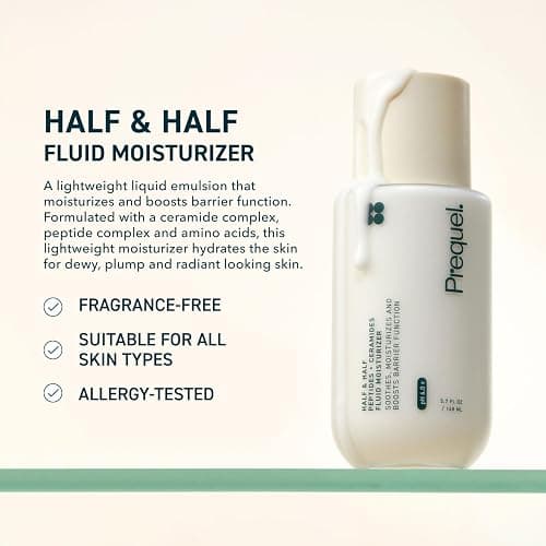 Prequel Skin Half and Half Fluid Moisturizer Face Cream. Lightweight Ceramide Peptide Lotion for All Skin Types, including Dry and Sensitive. Hydrating Facial Cream for Women and Men thumbnail 2