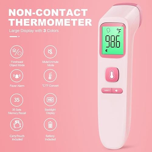 No-Touch Thermometer for Adults and Kids, Digital Accurate Baby Thermometer with Fever Alarm, 1 Second Fast Result, Easy to use, 2 in 1 Mode thumbnail 2