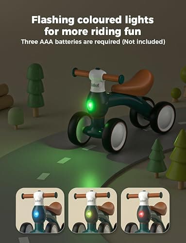 Baby Balance Bike 1 Year Old with Colour Lights, Toddler bike for Boys Girls 1st Birthday Gifts, Baby Bike Ride On Toys Age 10-24 Months, Baby Walker No Pedals 1-2 Year thumbnail 2