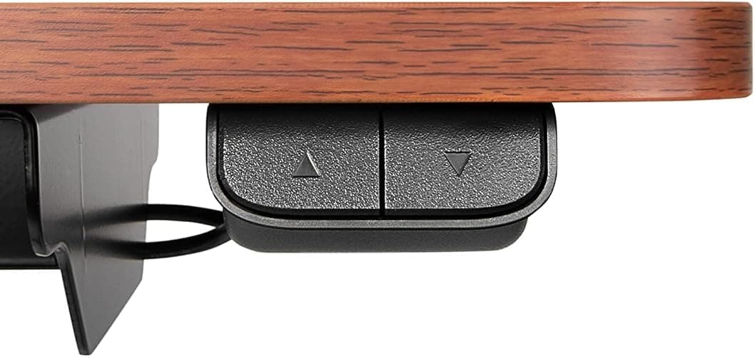 Vaunn Medical Electric Overbed Table Bedside Height Adjustable Table with Wheels (Electric-Powered, Hospital and Home Use) - Brown (Organic Modern) thumbnail 5