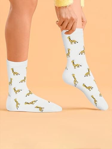 KONY 4 Pairs Women's Cotton Novelty Art Printed Crew Socks Famous Artist Painting Pattern Fashion Socks Gift Size 6-9 thumbnail 5
