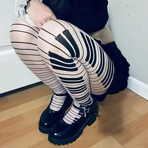 Piano Tights - Funky Patterned Stockings, Y2K Women Sexy Piano Key Stockings, Ultra Thin Transparent Pantyhose thumbnail 4