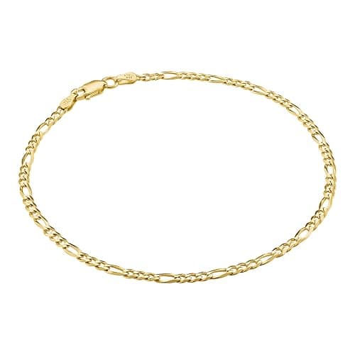 KISPER Gold Ankle Bracelets for Women, 18K Gold Plated 925 Sterling Silver Anklets, Waterproof Tarnish Resistant, Curb/Rope/Figaro/Mariner Chain, 9, 10, 11 Inch - Image 1