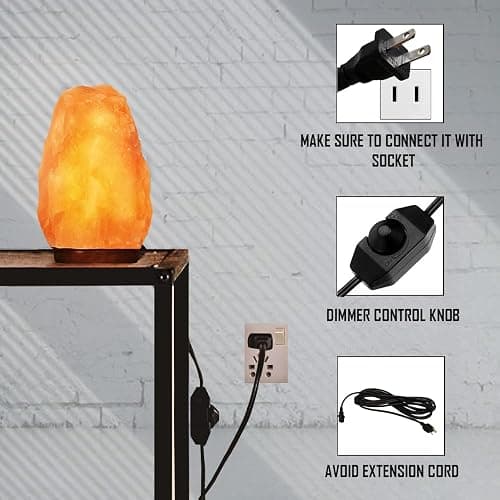 Crystal Hideaway Himalayan Salt Lamp Natural Pink Salt Lamp (ETL Certified) Night Light with Dimmer Switch Cord and Wood Base for Home Décor (6 Inches) thumbnail 4