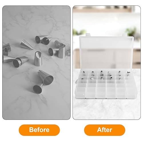 2 Pack Piping Tip Organizer Box, 36 Grids Storage Container with Adjustable Dividers, Made with Clear Plastics, Compartment Container for Cake Decorating Tools, Baking Tools, Jewelry, Beads and Crafts thumbnail 5