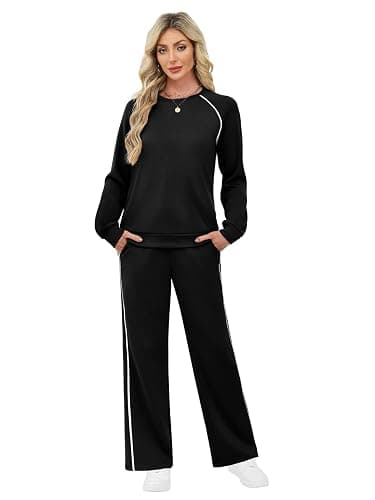 Sampeel Women 2 Piece Lounge Sets Sweatsuit Fall Outfits Matching Wide Leg pants Set Tracksuit Trendy Clothes thumbnail 3