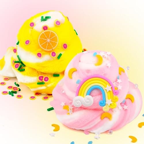 Cloud Slime Kit 5 Pack, With Ice Cream, Lemon, Rainbow, Panda, Mint Leaf Cute Charms, Soft and Mild, Stress Relief slimes Toy for Kids, Slime Party Favor For Girls and Boys thumbnail 2