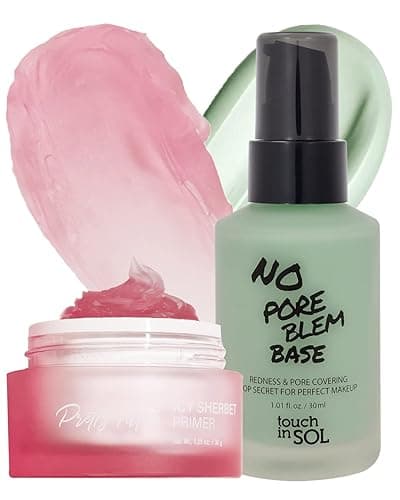 TOUCH IN SOL Icy Sherbet Primer + Redness Correcting Base Set - Silicone Free Pore Minimizing Primer - Tone Neutralizing before Foundation, 1.01 + 1.01 fl.oz. - Base & Primer - Image 1