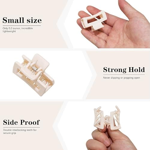 Small Tiny Claw Hair Clips for Women Girls for Thin/Medium Thick Hair, 1.5 Inch Mini Hair Jaw Clips Matte Rectangle Nonslip Clip with Gift Box (Matte+shiny color series) thumbnail 3