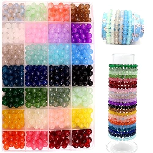 Perles pour Bracelet 8mm Rond Perle avec Boite Pierre Naturelle pour Bracelet Brillante Perles Rondes Pierres Naturelles Cristal avec Trou Kit de Fabrication de Bijoux de Bracelet DIY (700Pcs) thumbnail 4