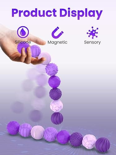 Magnetic Balls Fidget Toys for Adults&Teens,8Pcs Silicone Sensory Stress Relief Toys for Autism&ADHD, Quiet Executive Desk Fidget Magnetic Balls,Gift for Men&Women Gifts(Geometric · Purple) thumbnail 2