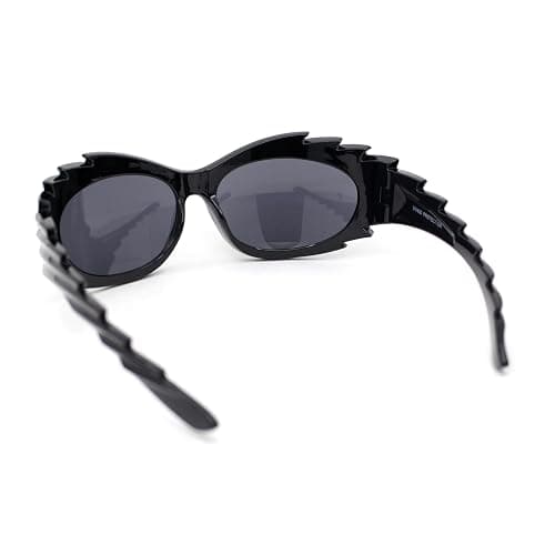 SA106 Runway Thorny Beveled Wrap Around Plastic Sport Sunglasses thumbnail 4