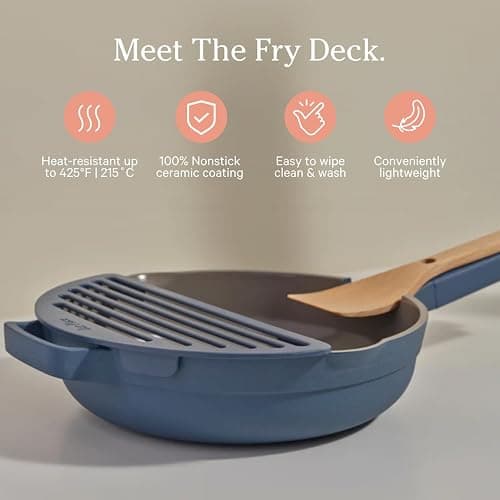 Our Place Fry Deck - Nonstick Ceramic Coated Frying Accessory for Always Pan & Perfect Pot | Lightweight, Heat-Resistant | Includes Cooking Chopsticks | Enhances Frying Experience | Blue Salt thumbnail 2