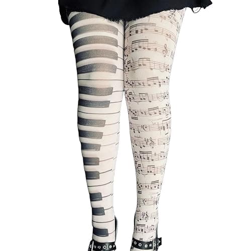Piano Tights - Funky Patterned Stockings, Y2K Women Sexy Piano Key Stockings, Ultra Thin Transparent Pantyhose - Image 1